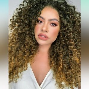Kinky Curly Half Wigs Synthetic 16 Inch(Black and Honey Blonde 1B/27)